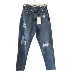 Muselooks Relaxed Fit Mom Jeans Ripped Distressed Jeans NWT Size 3 High Rise NEW